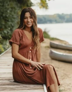 Deep V Button Thru Dress -The Normal Brand Shop LIFESTYLE 24