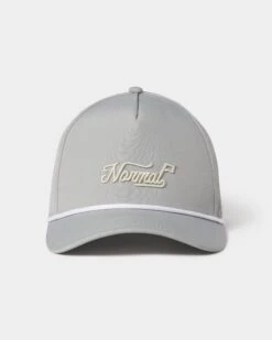 Pin High 5 Panel Hat -The Normal Brand Shop NORMAL BRAND HATS CURSIVE LOGO GREY FRONTcopy 8a3e9a90 50e7 4235 93a0 e216c3452ddb