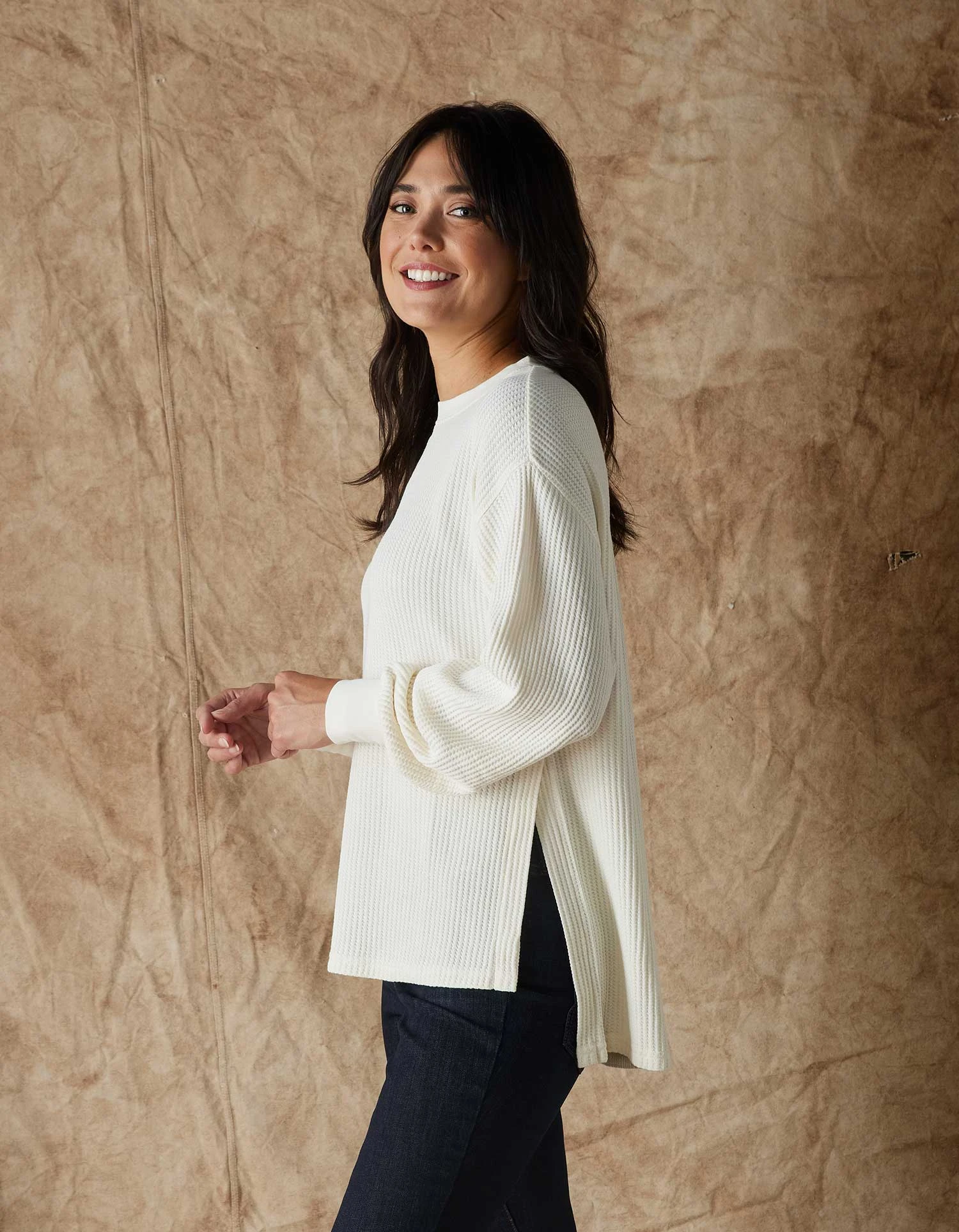 Honeycomb Waffle Split Side Pullover 8 Honeycomb Waffle Split Side Pullover - Image 6