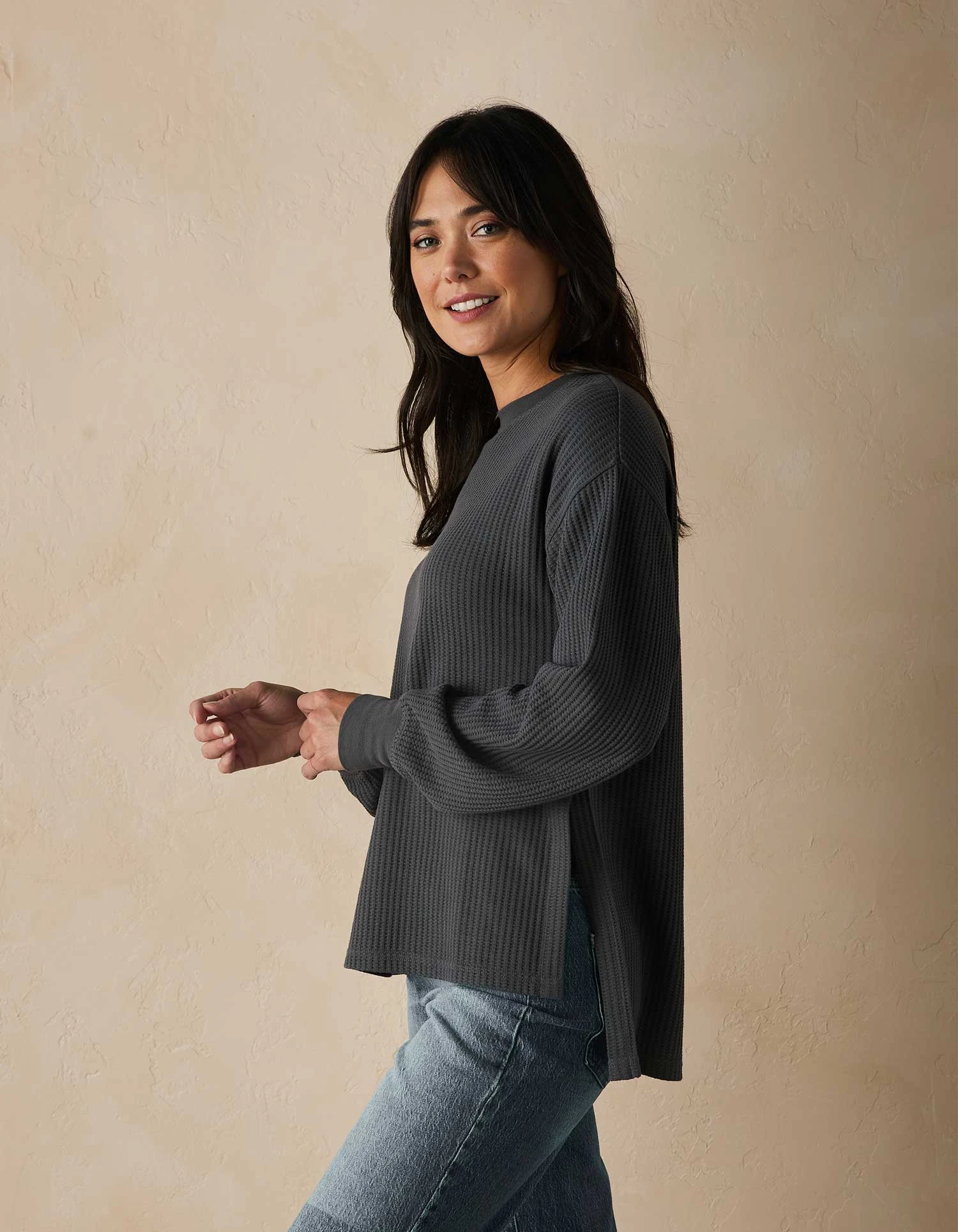 Honeycomb Waffle Split Side Pullover 4 Honeycomb Waffle Split Side Pullover - Image 2